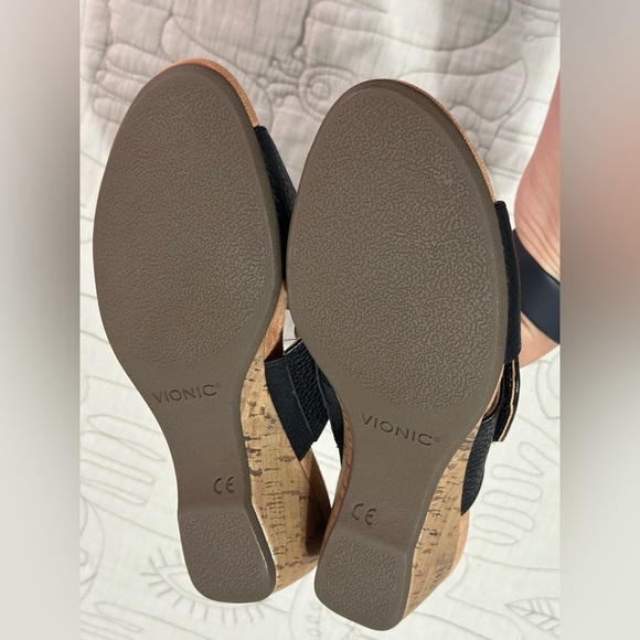 NEW Vionic Letitia Slide Sandal Sz 6.5 Black Adjustable Cork Sole - Picture 7 of 8